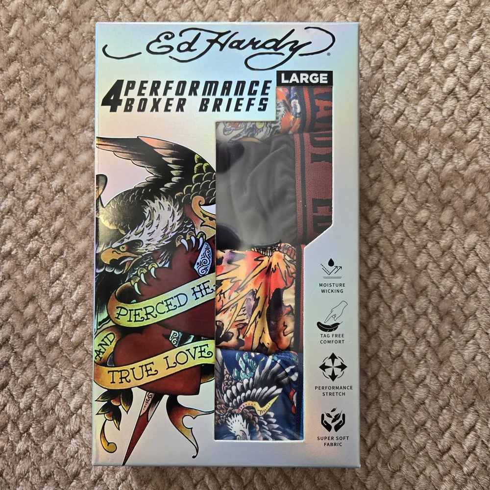 Ed Hardy Men’s Multicolor Tattoo-Print Boxer Briefs 4-Pack